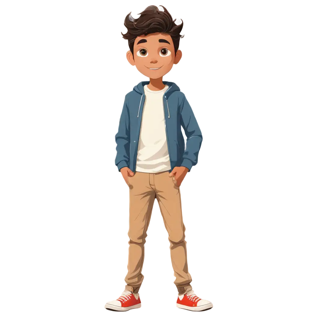 a vector flat design, a boy wearing  casual attire