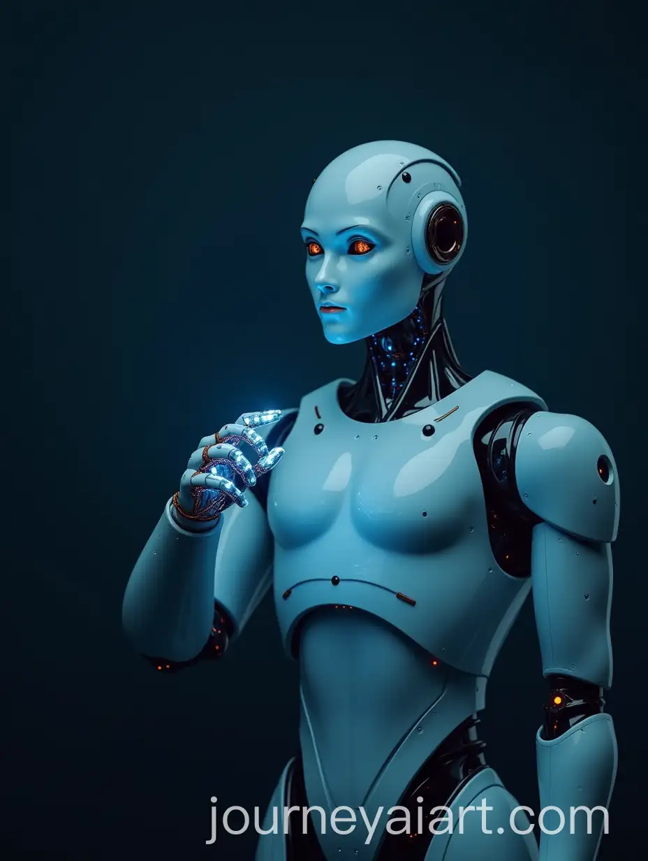 Man-Interacting-with-Smart-Robot-and-AI-Technology-for-Automation