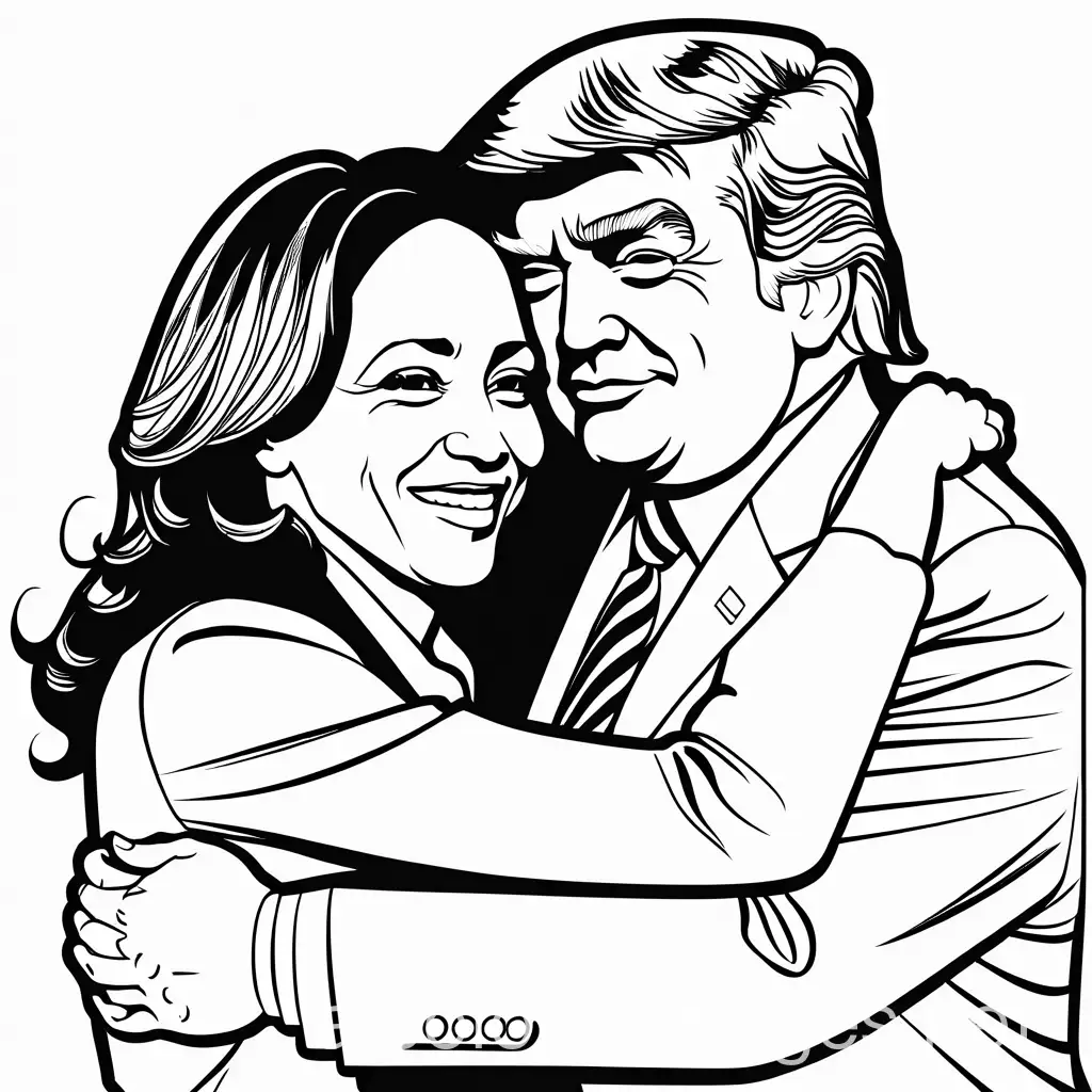 Kamala-Harris-and-Donald-Trump-Hugging-Coloring-Page