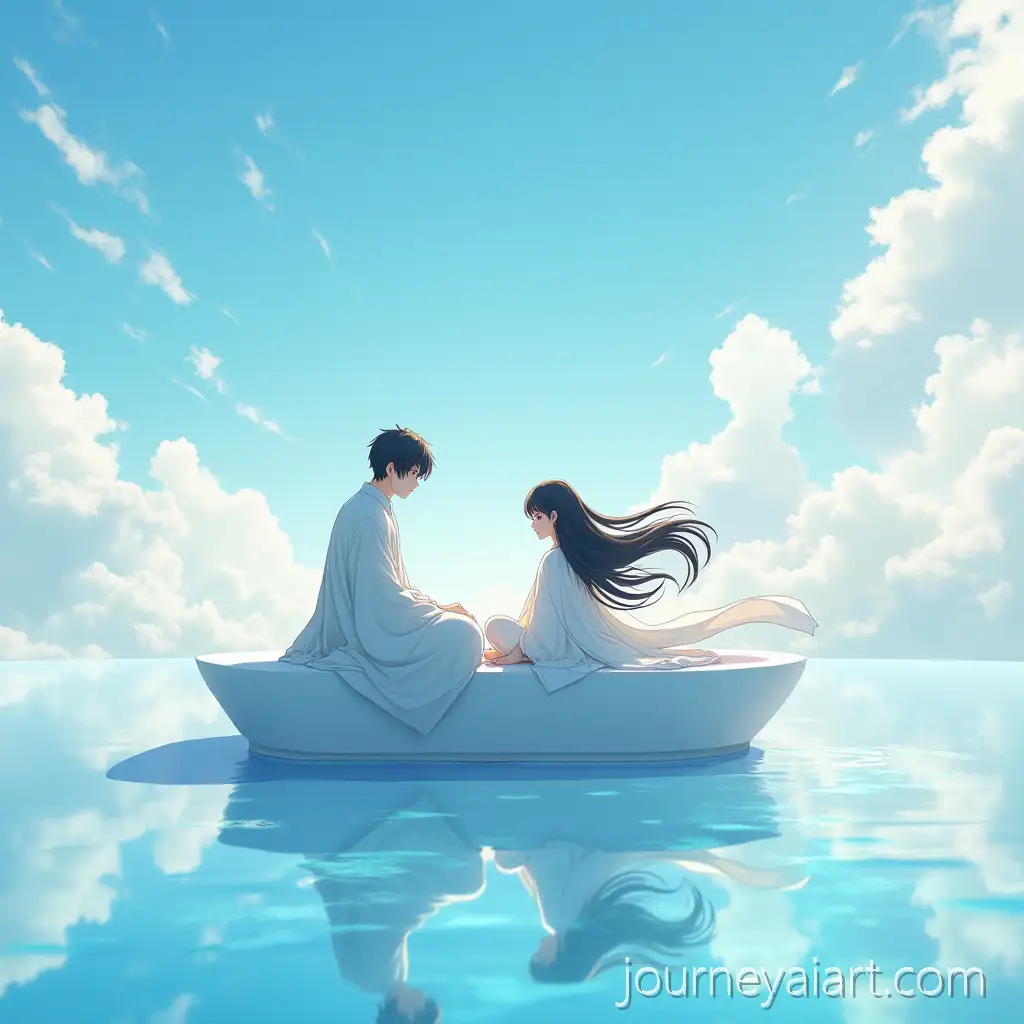 Animestyle-surreal-sky-sceneDreamlike-Anime-Scene-with-Young-Man-and-Hanfu-Girl-in-a-Surreal-Sky-Realm