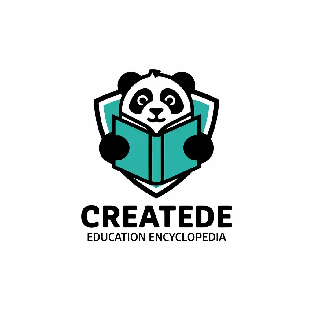 LOGO-Design-for-Createde-Panda-Book-and-Shield-with-Educational-Theme