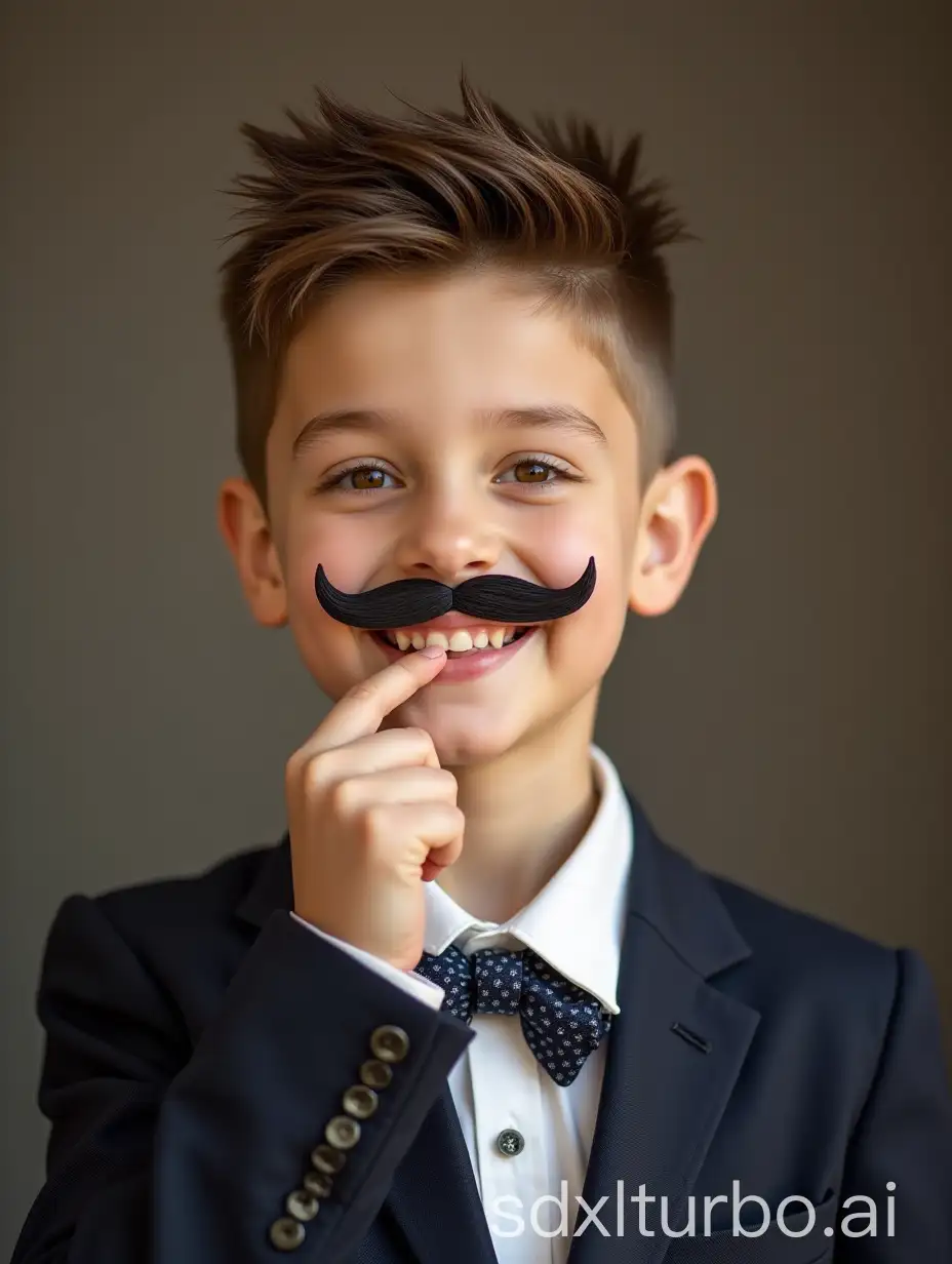 Cheerful-10YearOld-Boy-in-Dapper-English-Suit-Twirling-His-Mustache