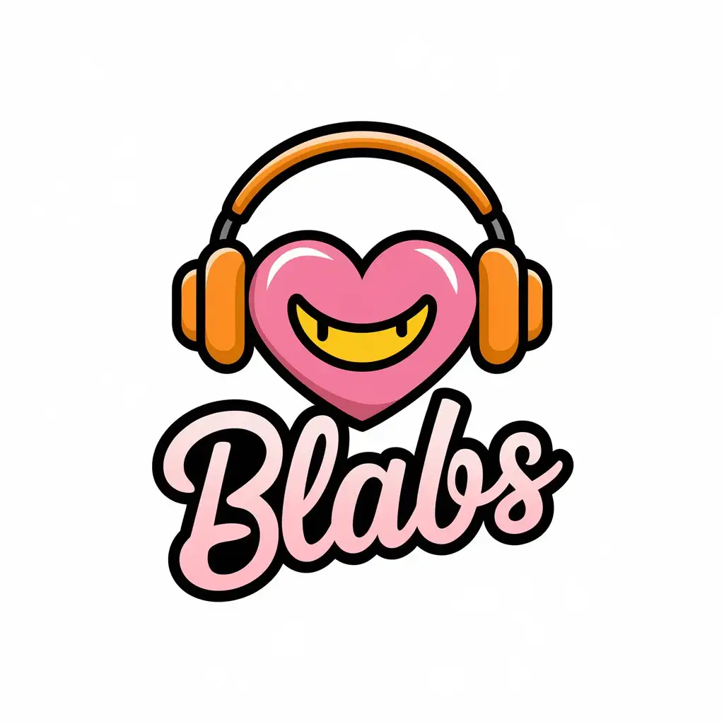 LOGO Design For Blabs Fun Energizing Podcast Best Friends Theme in Light Pink Orange and Yellow