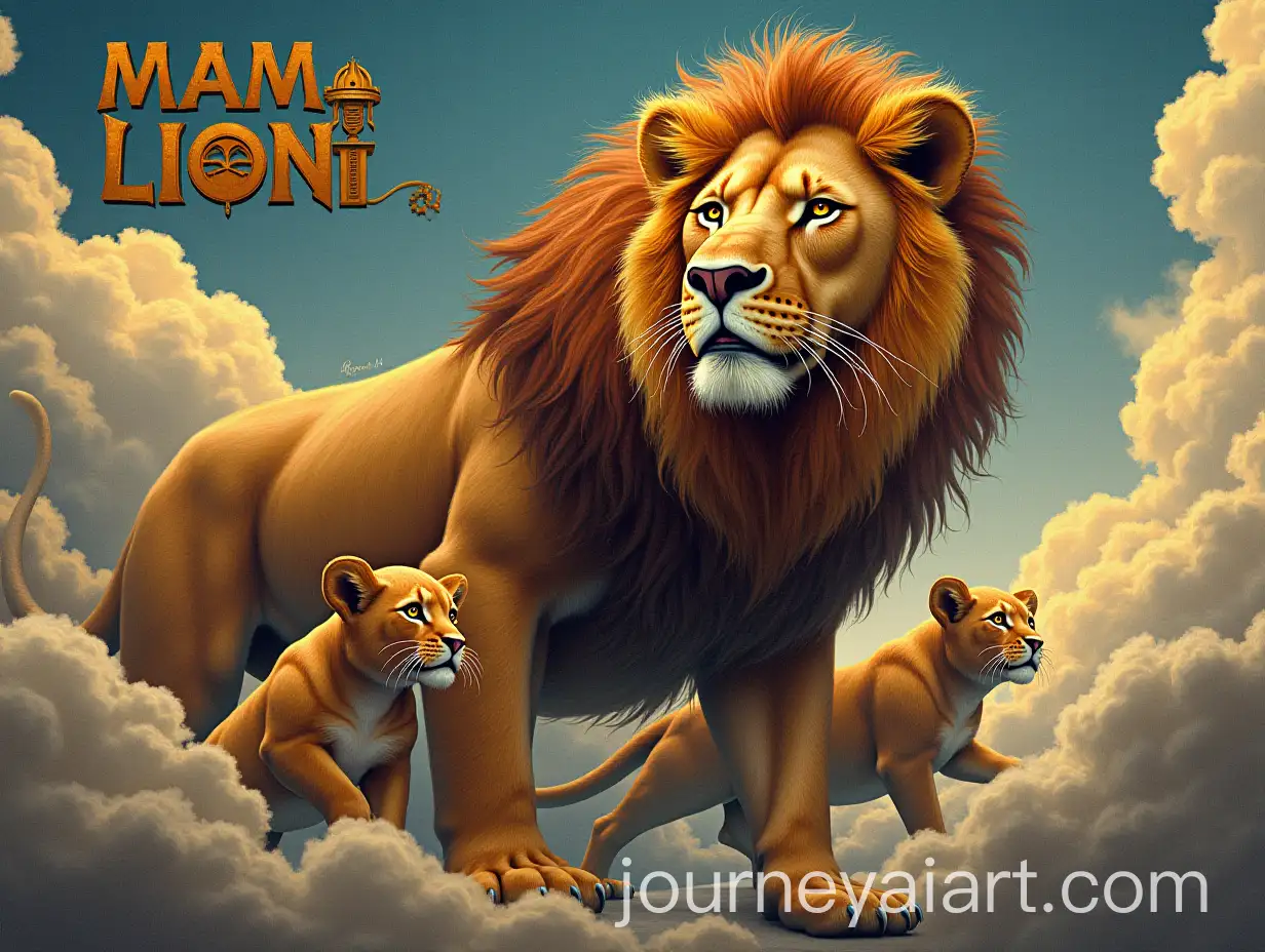 Steampunk-Lioness-Protecting-Cubs-in-Metallic-Skies