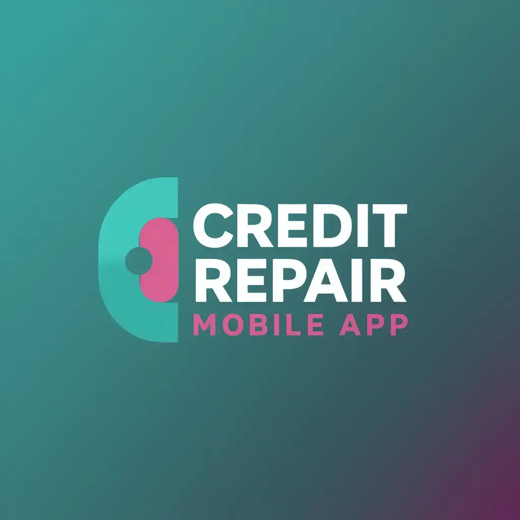 LOGO Design for Credit Repair Mobile App Modern and Sleek Turquoise VioletPink Theme