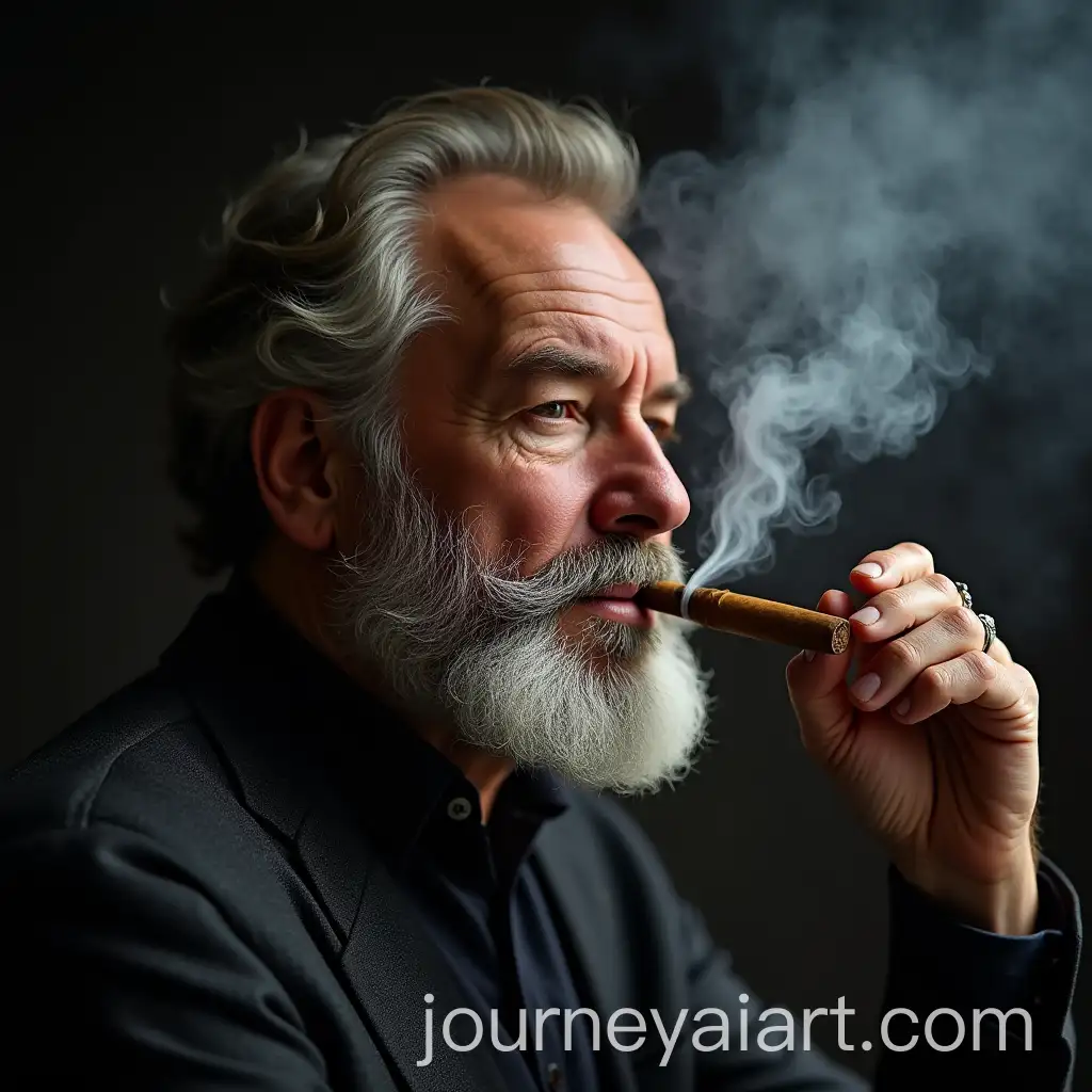 MiddleAged-Man-with-Beard-Enjoying-a-Cigar