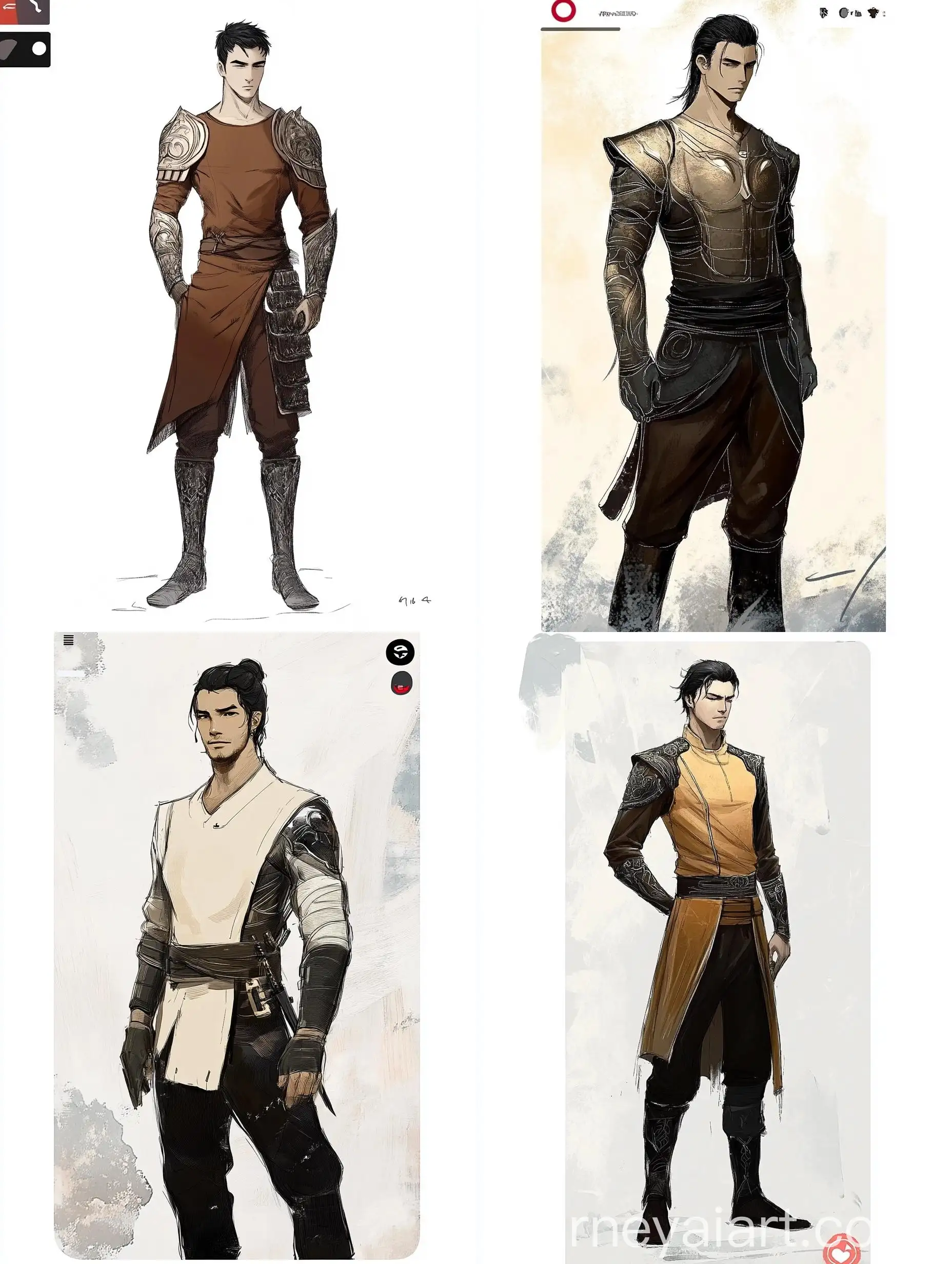 Male-Jujutsu-Sorcerer-in-Intricate-Armor-with-Black-Hair-and-Caramel-Skin