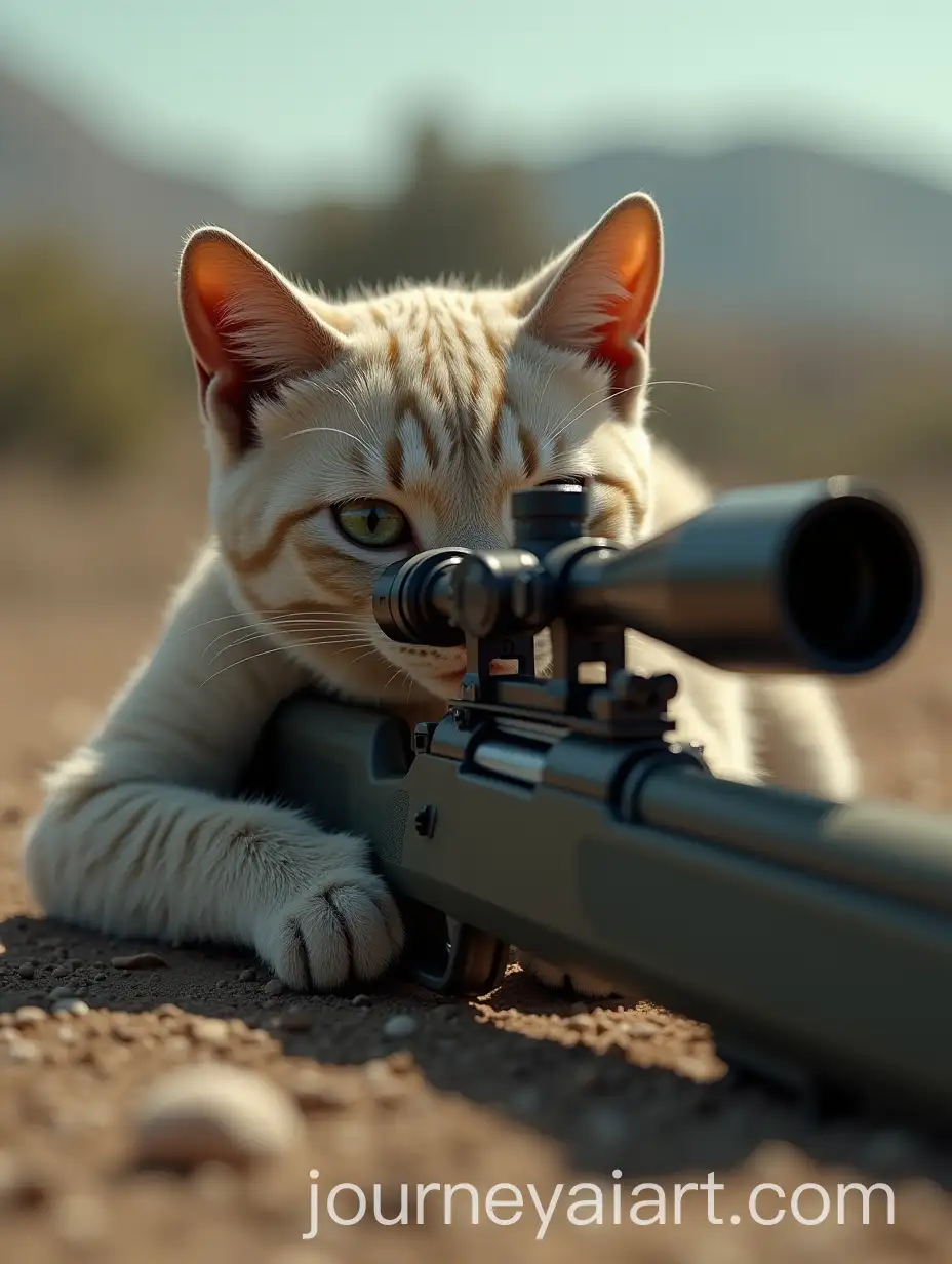 Humanoid-Cat-Sniper-in-Intense-Focus-on-Target
