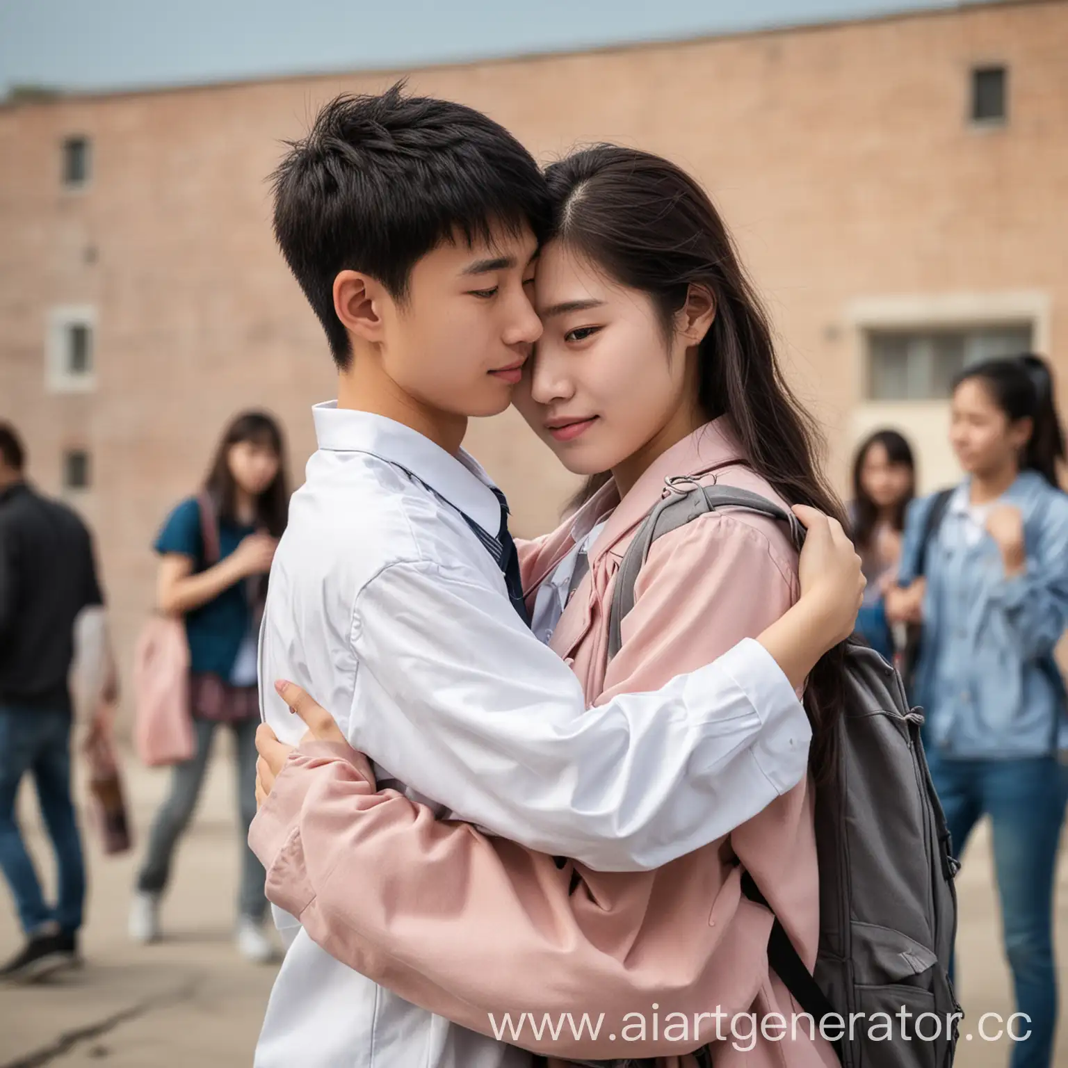 Chinese-High-School-Students-Embracing