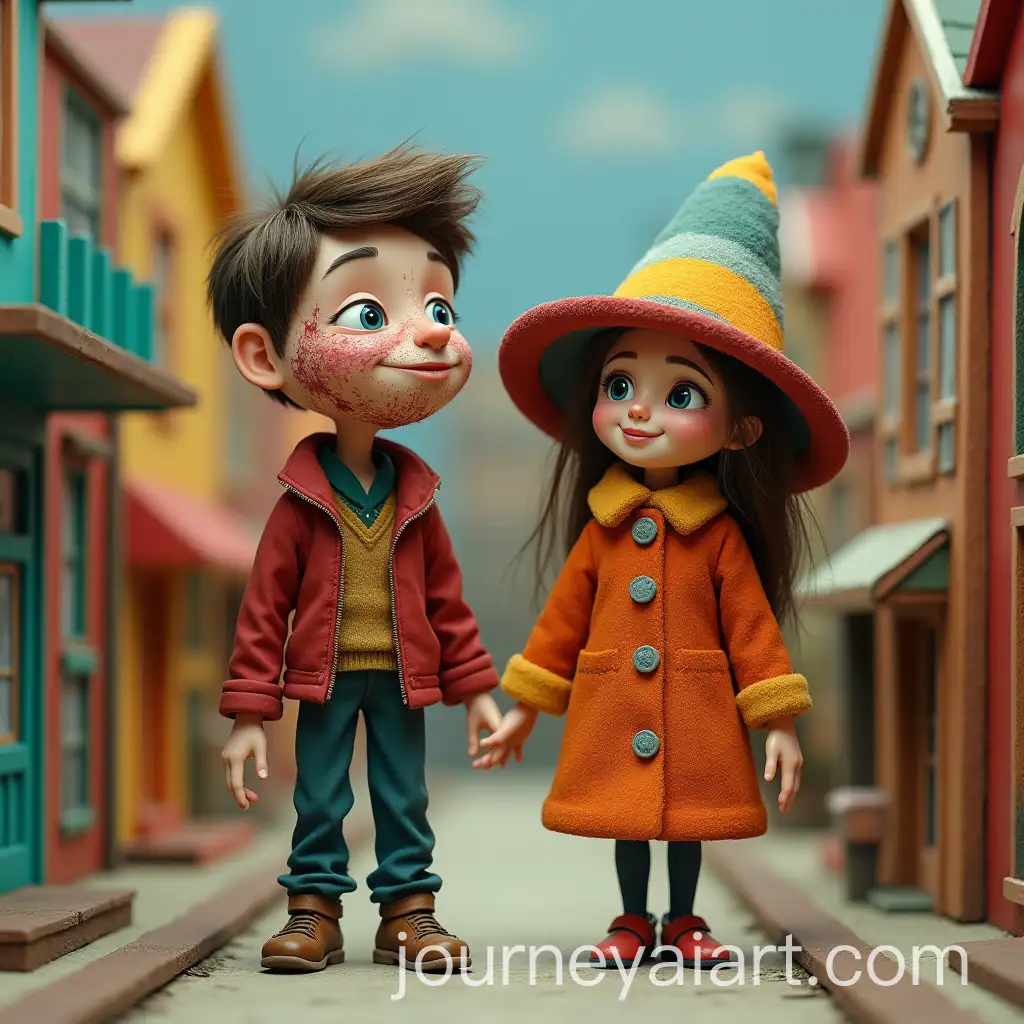 Young-Boy-and-Elderly-Woman-ExploringAI-Image-Prompt-Expansion-Model-American-Town-in-Tim-Burton-Style