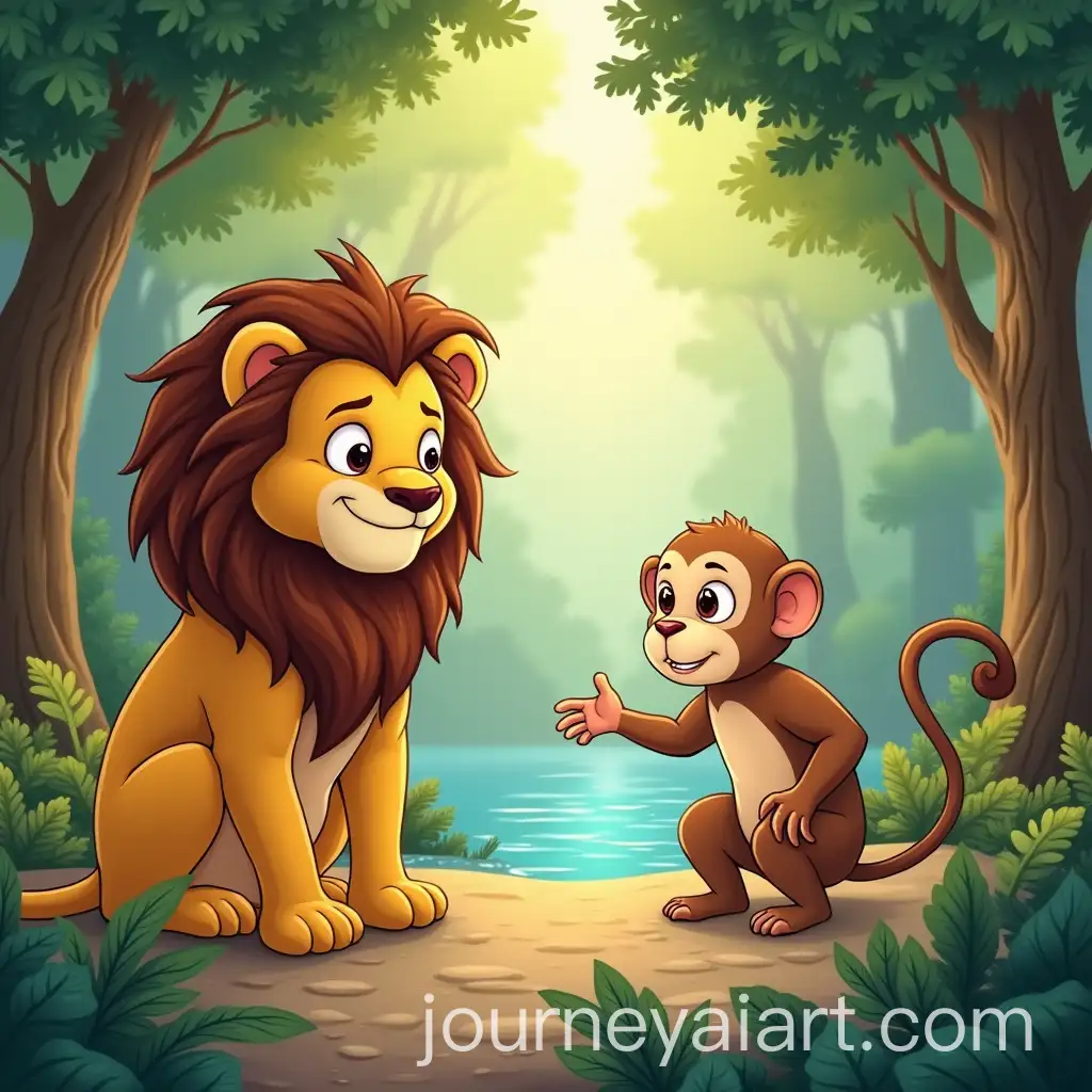Lion-Monkey-and-Deer-Forming-Unlikely-Friendship-in-the-Forest
