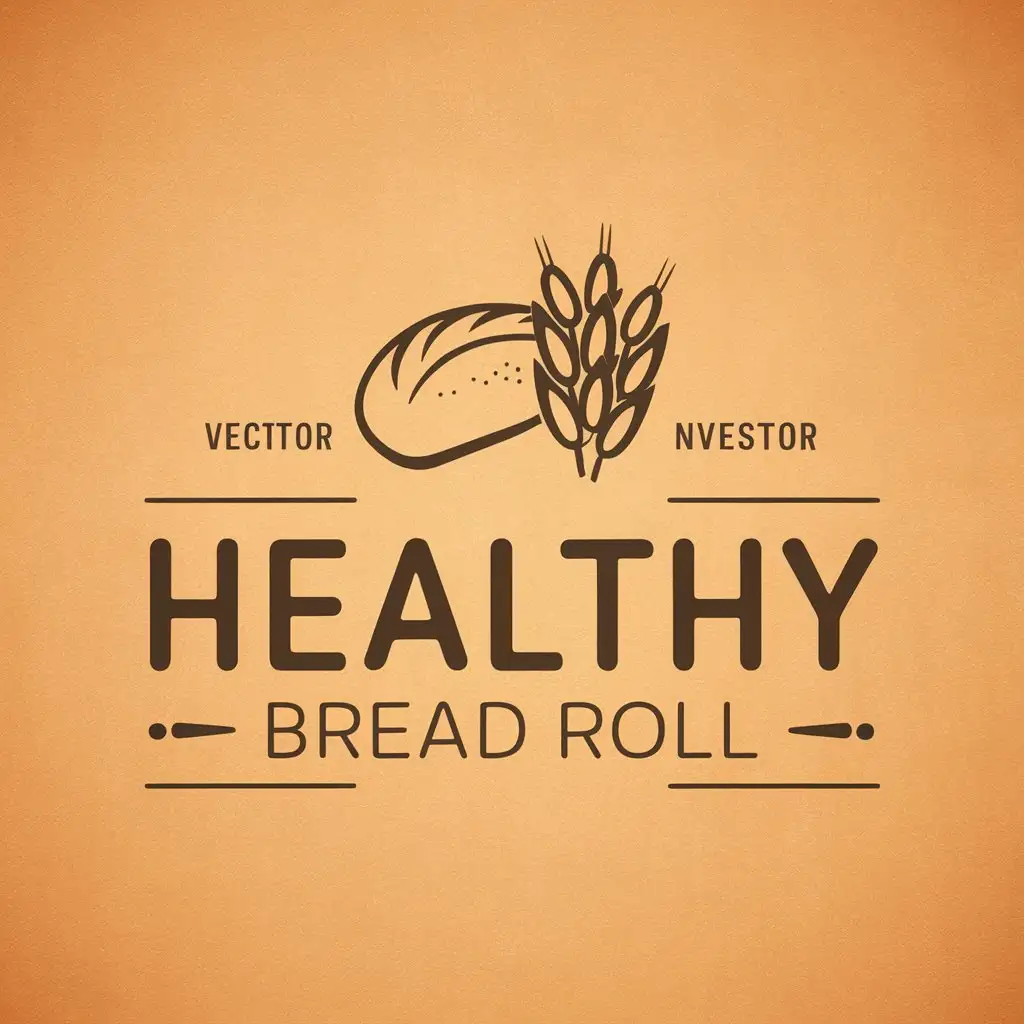 a vector logo design,with the text "healthy bread roll", main symbol:bread and ears of grain,Moderate,clear background