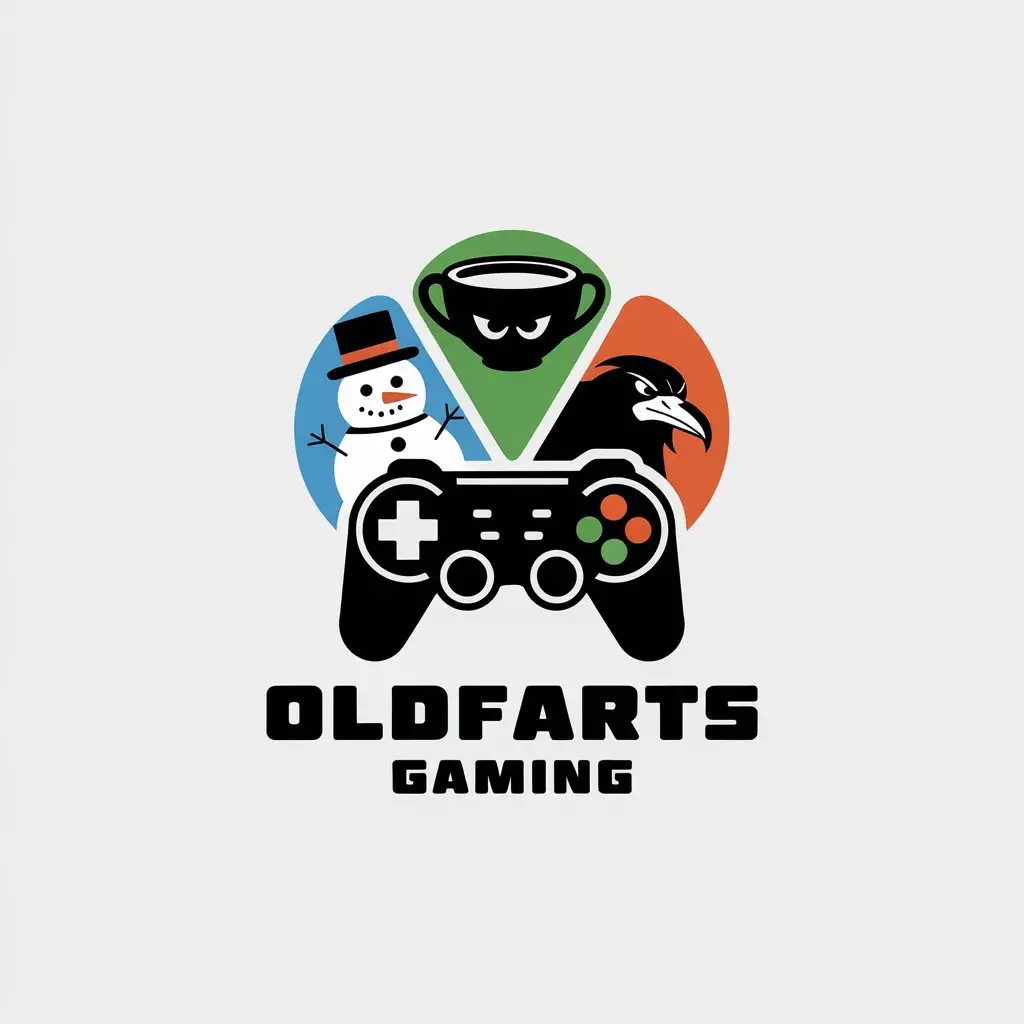 LOGO Design for OldFartsGaming Gaming Controller with Angry Teacup Raven and Snowman Theme