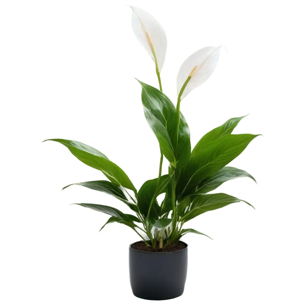 Beautiful-Peace-Lily-PNG-with-White-Blossoms-and-Glossy-Green-Leaves-for-Elegant-Design