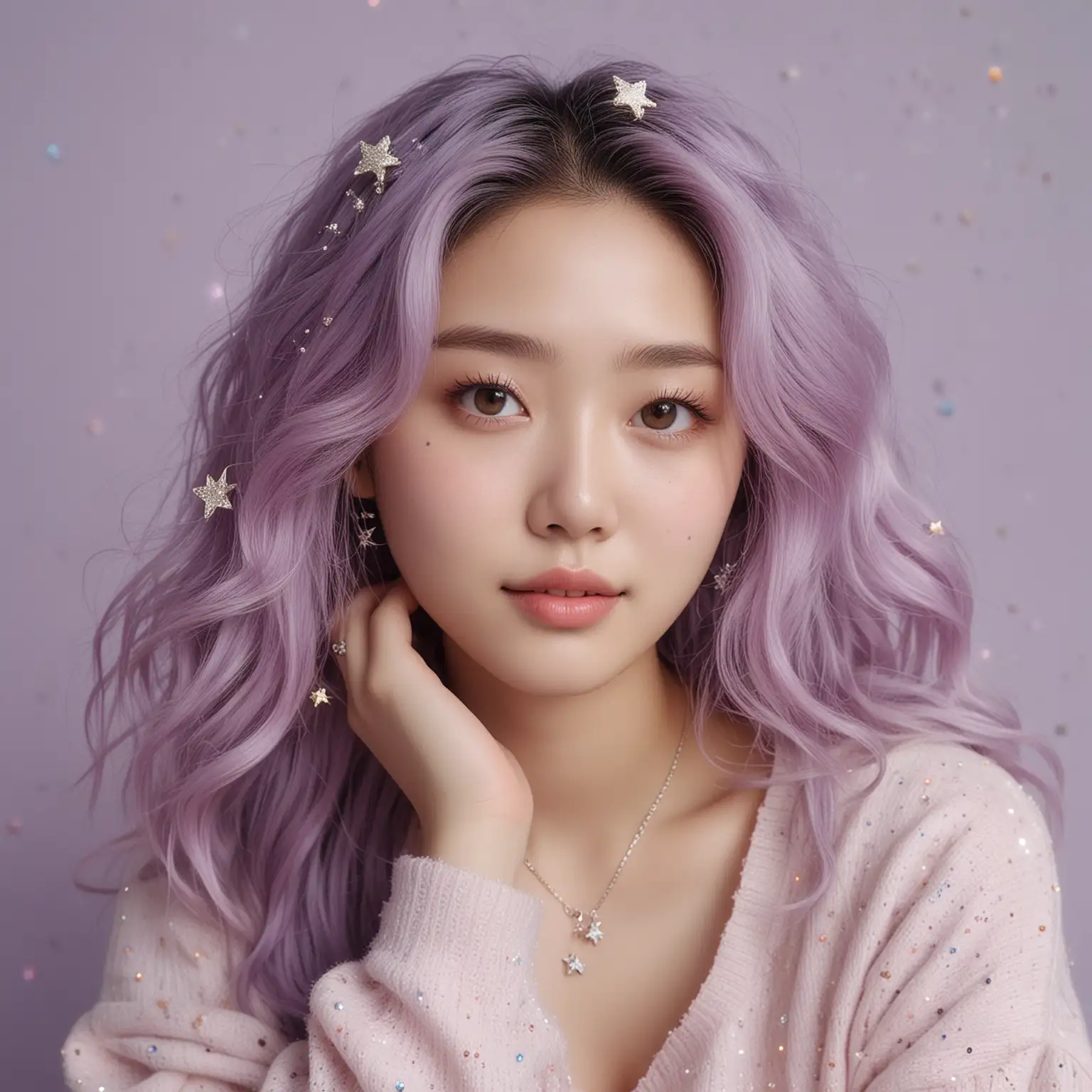 Ethereal-Portrait-of-a-Young-KoreanVietnamese-Woman-with-Lavender-Hair-and-Celestial-Accessories