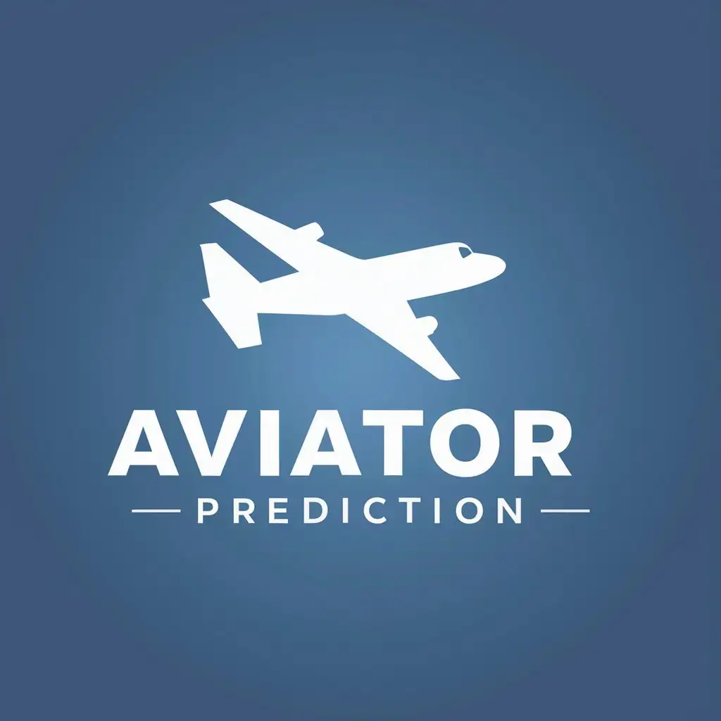 a vector logo design,with the text "Aviator Prediction", main symbol:Airplane on a blue background,Minimalistic,be used in Travel industry,clear background