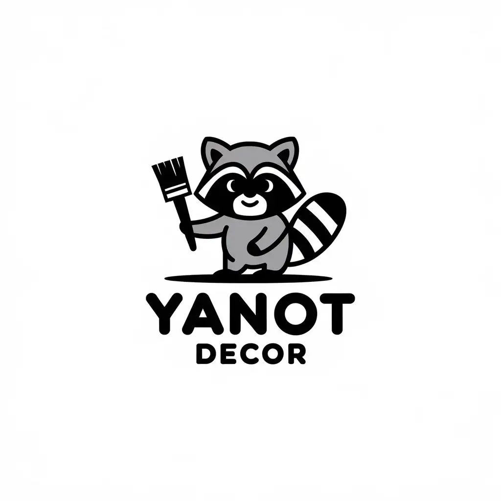 a vector logo design,with the text "Yanot decor", main symbol:Raccoon,Moderate,clear background