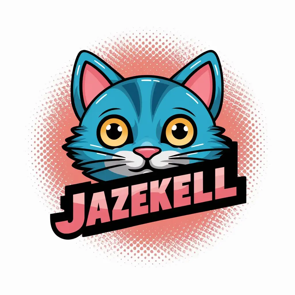 LOGO Design For JAZEKELL Cat Cartoon Cute Graffiti Blue Pink