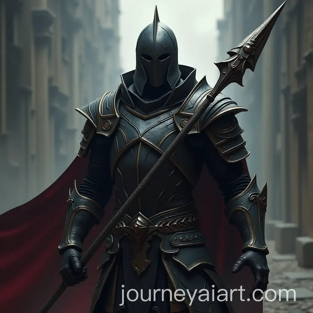 Mighty-Metin2-Warrior-in-Black-Steel-Armor-Wielding-a-Spear