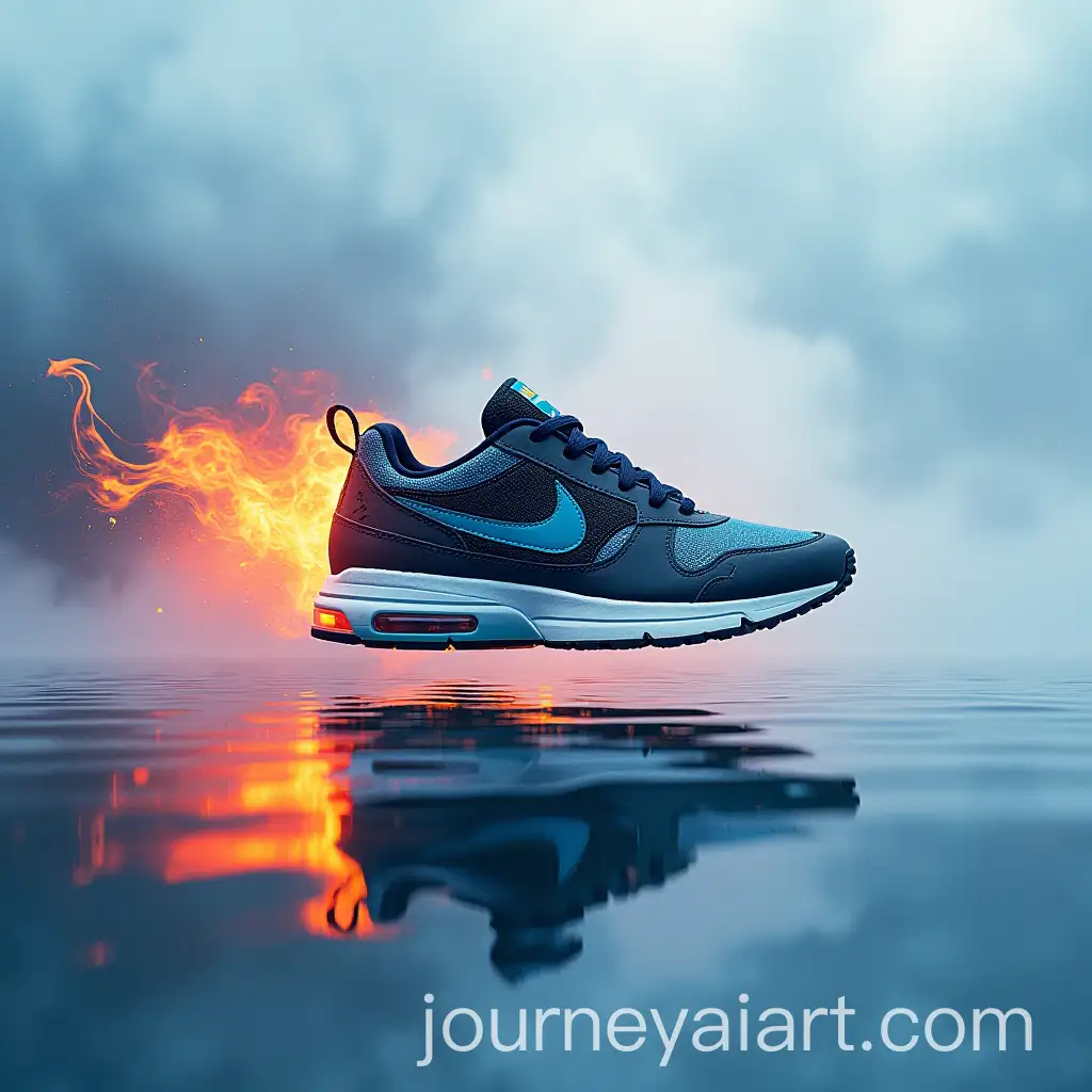 Air-Max-TW-NN-Shoe-Floating-on-Water-with-Fiery-Flames
