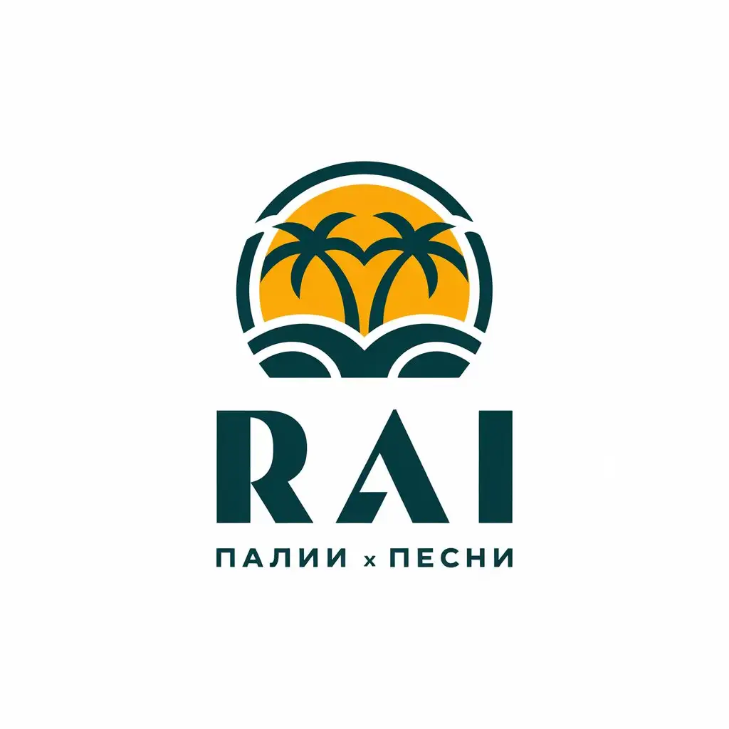 Logo Design for RAI Two Palms and Big Sun Symbolizing Paradise in Travel Industry