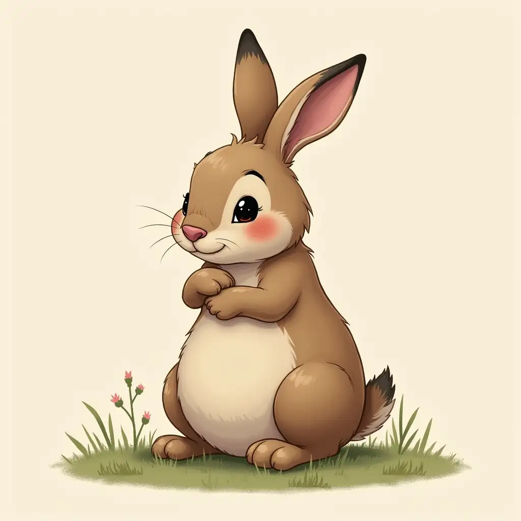 Chubby-Adult-Hare-Propping-on-Elbow-with-Large-Belly