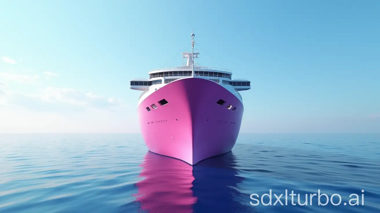 Pink-Cruise-Ship-Bow-Floating-in-Ocean