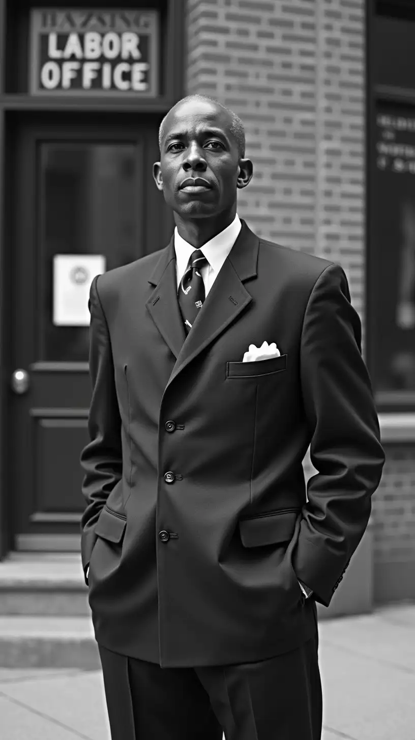 Philip Randolph Standing in Front of a Labor Office