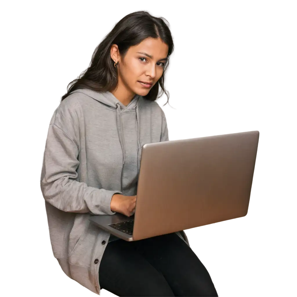 Cinematic-PNG-Portrait-of-22YearOld-Indian-Woman-Working-Late-at-Night-with-Laptop-Glow