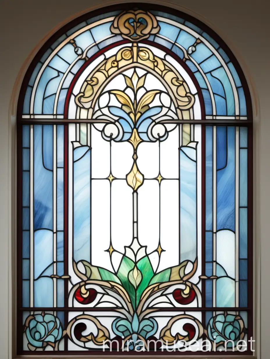 Stained Glass Window in French Classic Living Room