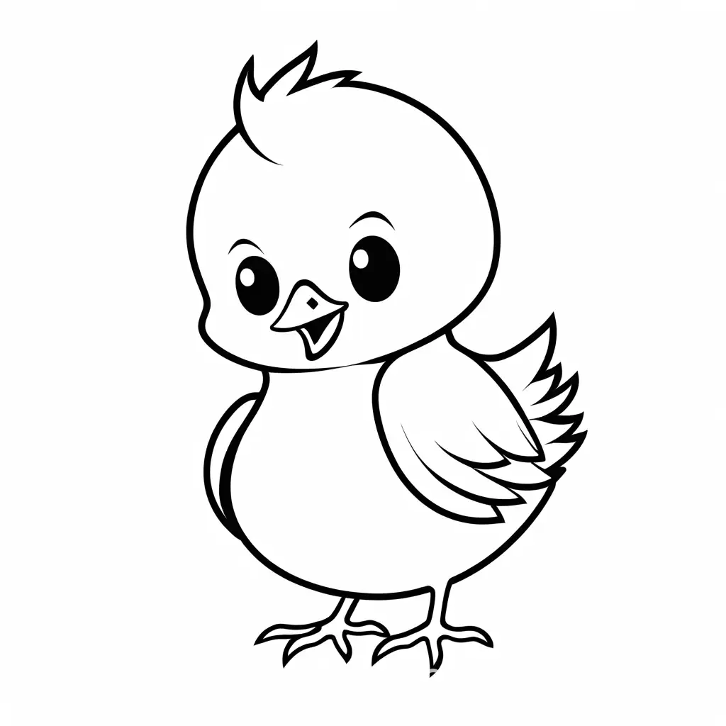 Baby-Chicken-Coloring-Page-Black-and-White-for-Kids