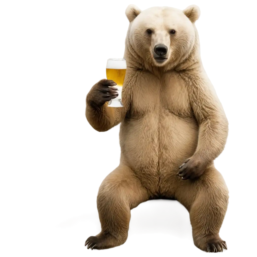 happy a bear drinking beer