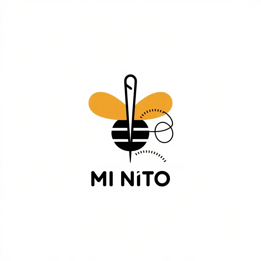 LOGO Design For Mi Nito Minimalistic Bee and Needle Thread Theme