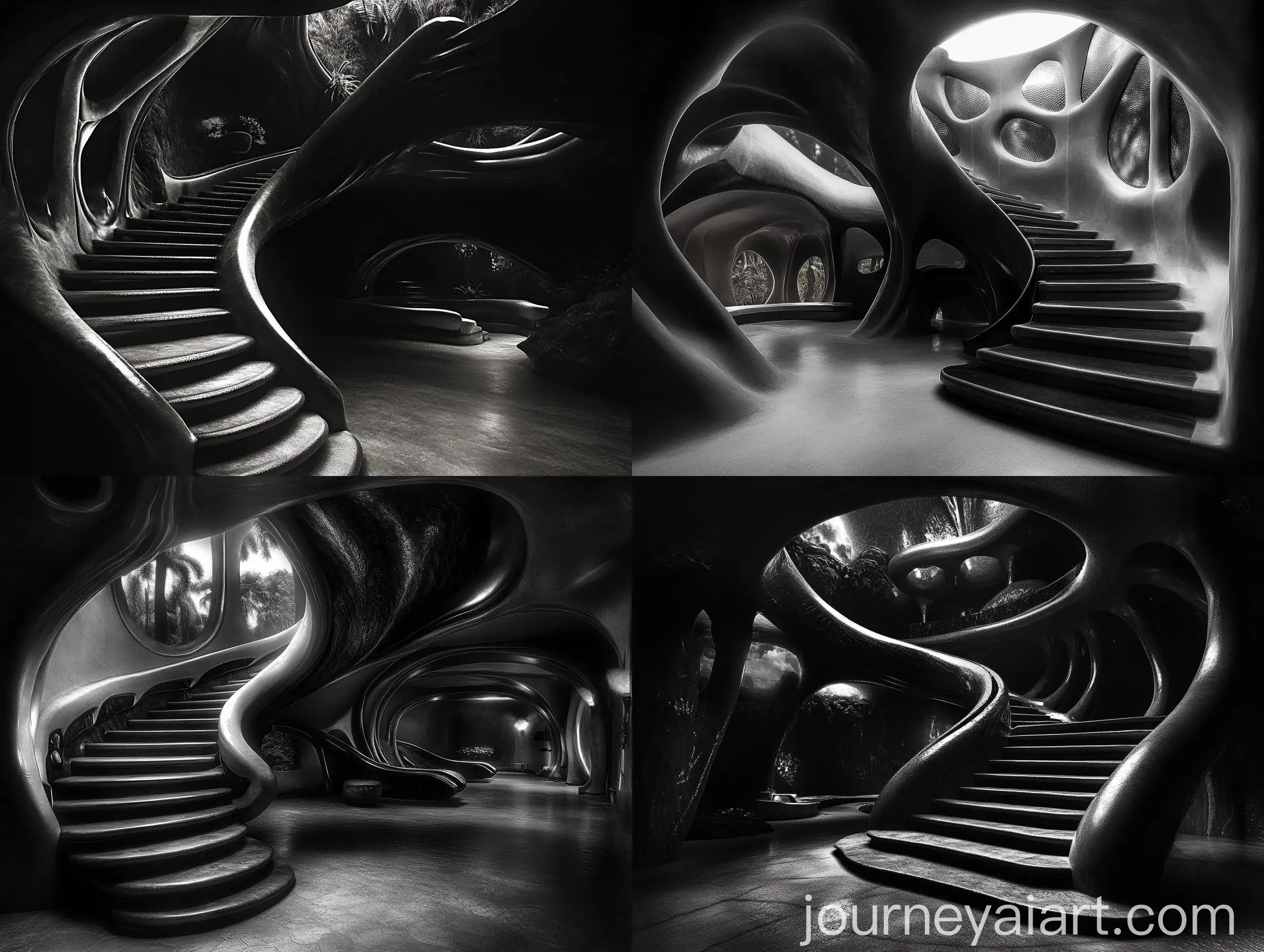 Dramatic-Black-and-White-Stairs-Inspired-by-HR-Giger