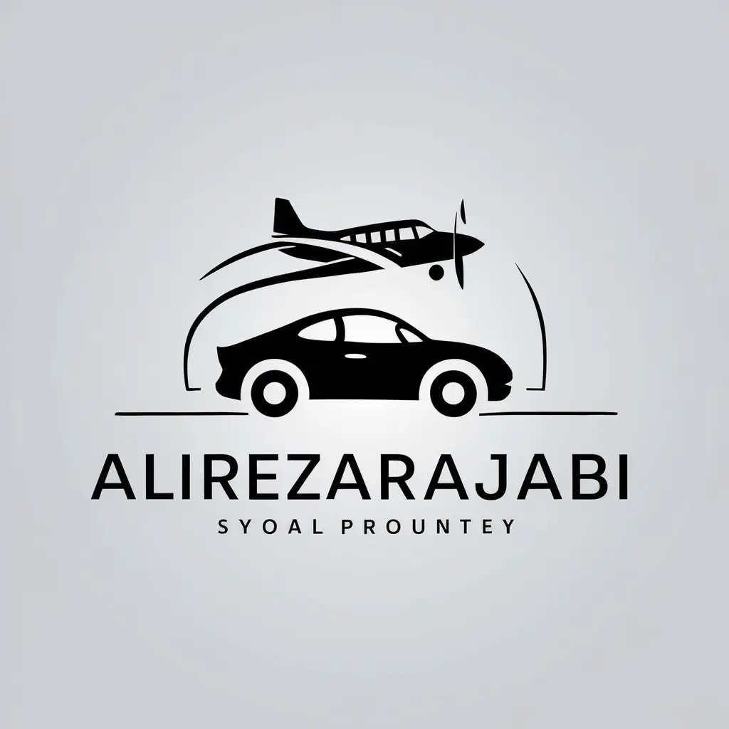 LOGO-Design-For-Alireza-Rajabi-Minimalistic-Vector-Logo-with-Car-and-Airplane-Symbols