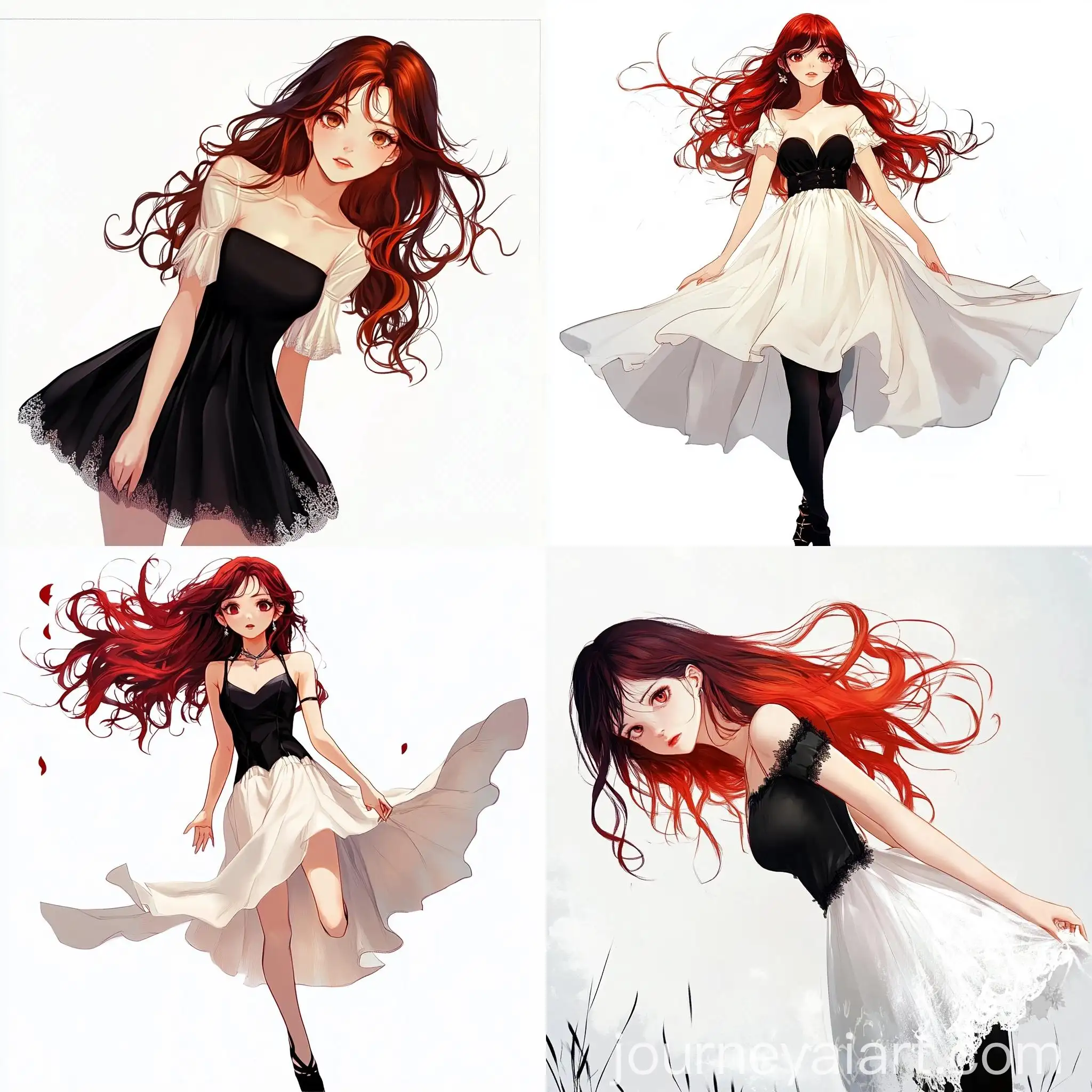 Graceful-Heroine-with-Red-Hair-on-White-Background