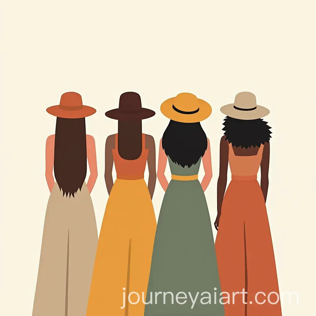 Diverse-Women-in-Hats-Showcasing-Minimalist-Line-Art