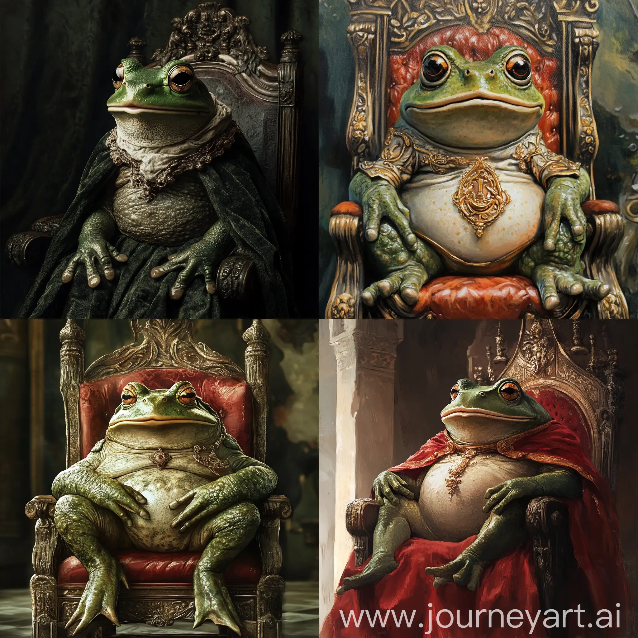 Frog-Pepe-Sitting-on-Throne-Fantasy-Artwork