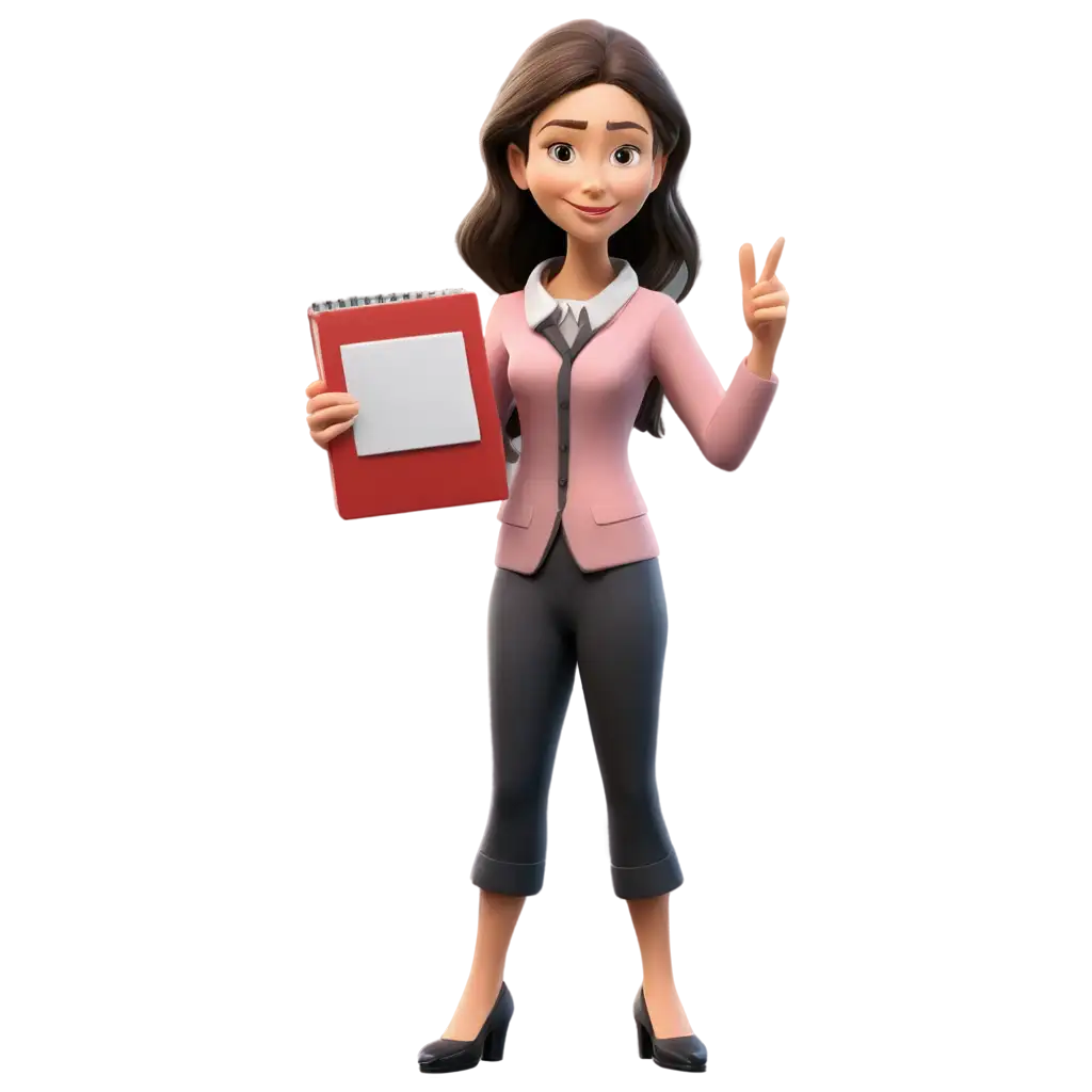 A 3d cartoon teacher woman