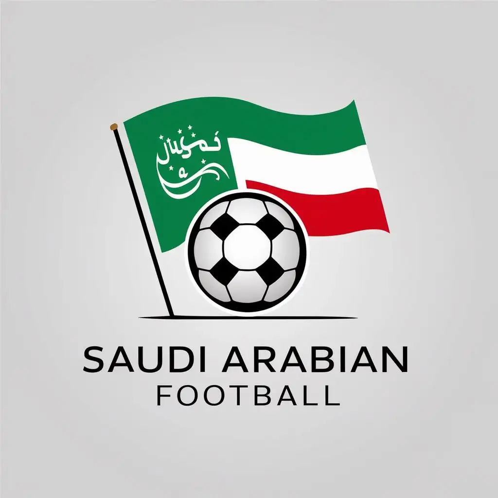 LOGO-Design-For-Saudi-Arabian-Football-Minimalistic-Flag-and-Football-Ball-Icon