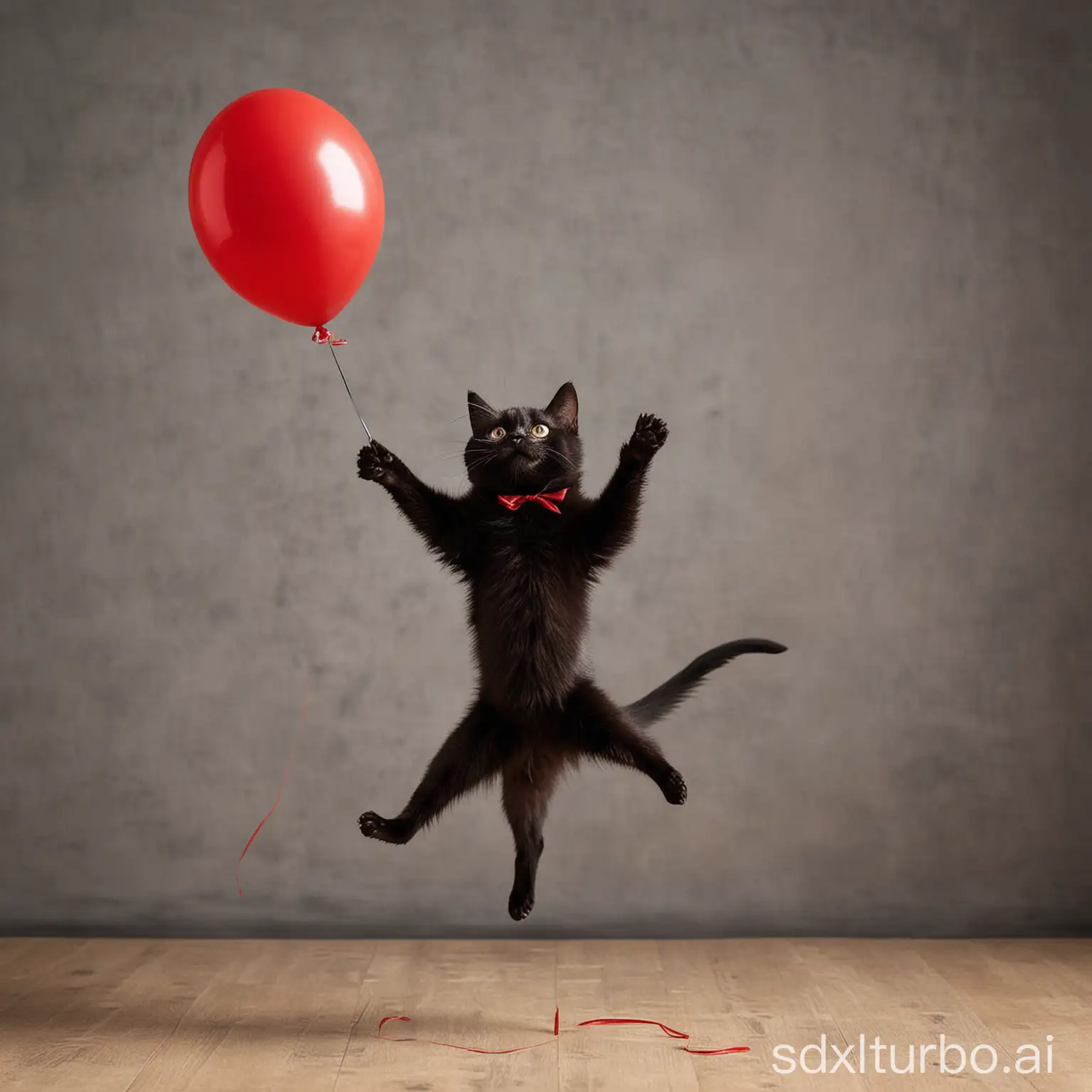 Black-Cat-Dancing-on-a-Red-Balloon