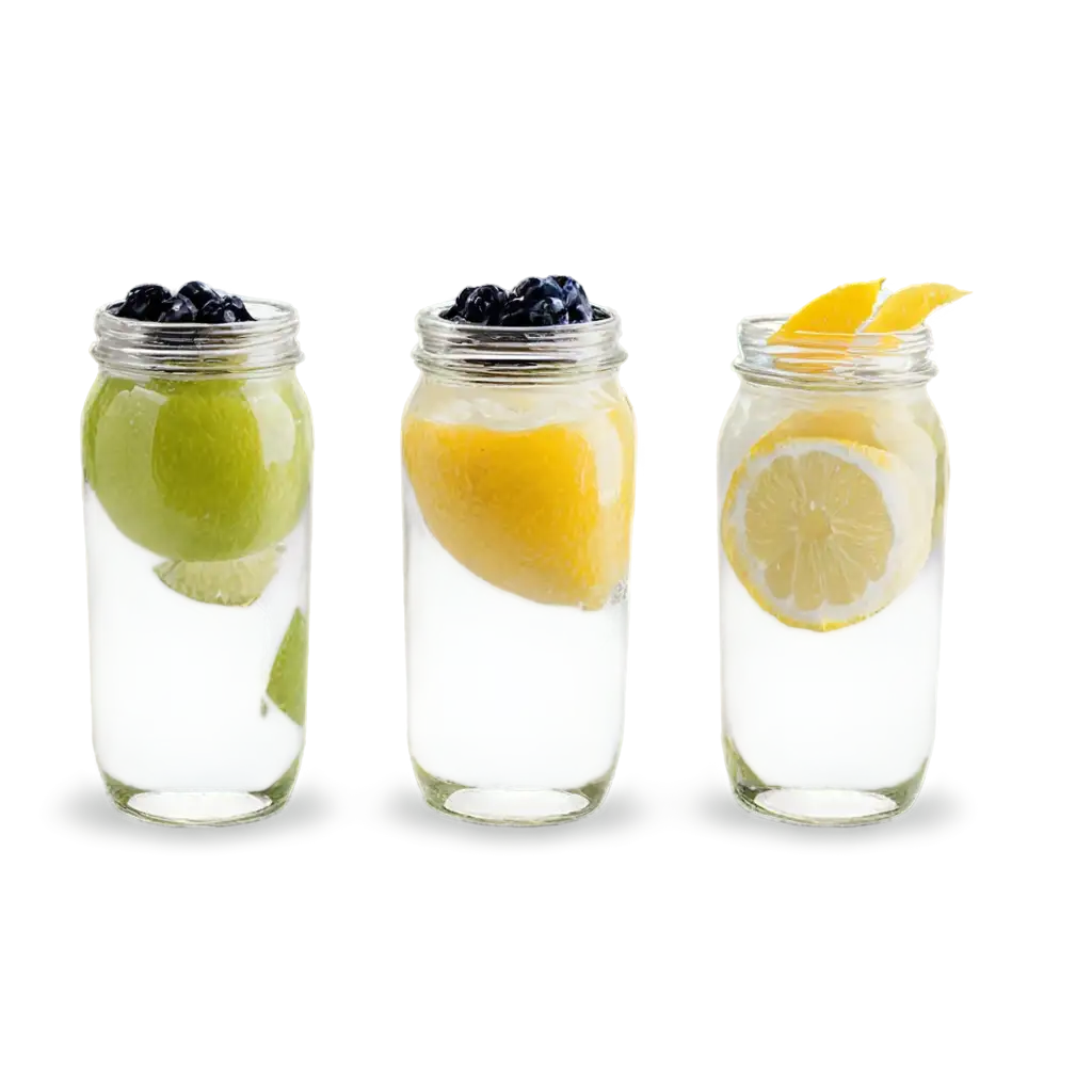 Fresh-Lemonade-in-Glass-Jars-with-Fruits-PNG-Image-for-Crisp-Visual-Appeal