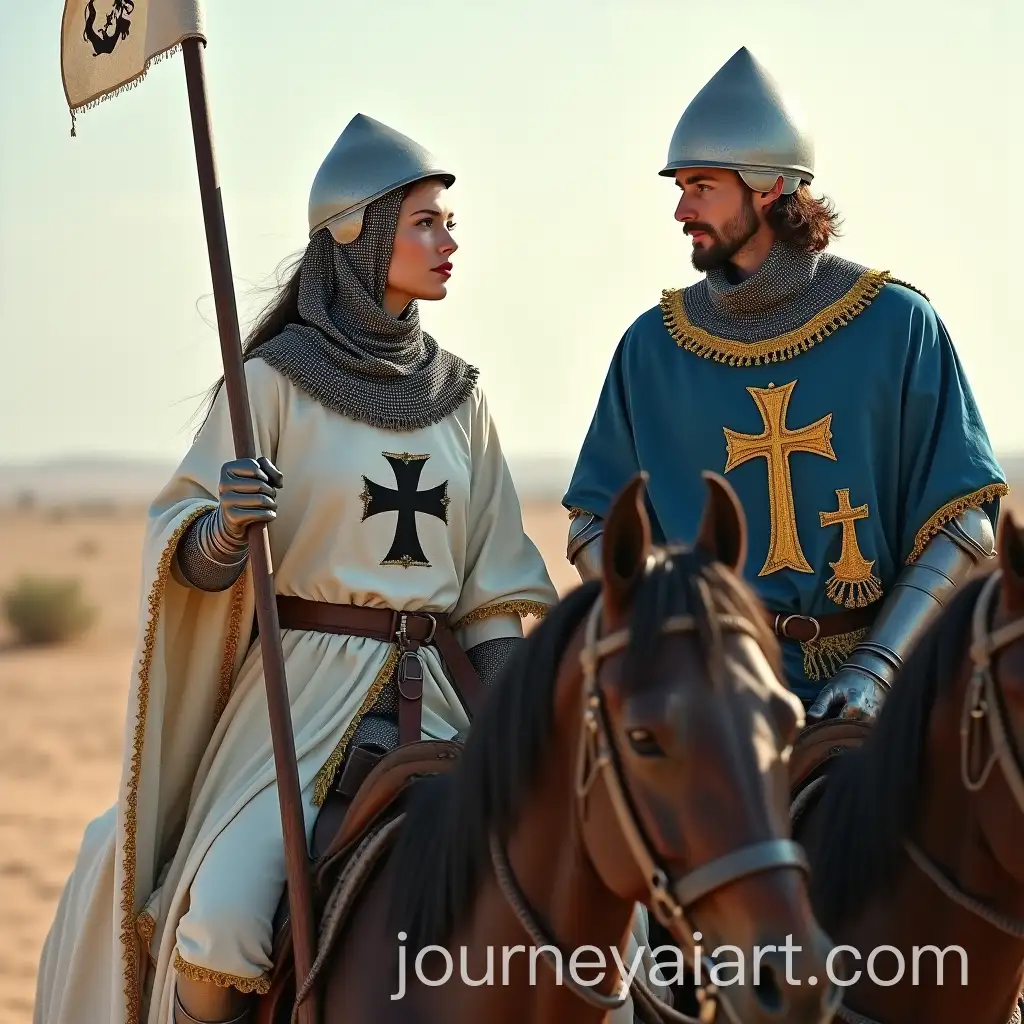 Athletic-German-Female-Teutonic-Knight-and-Male-Crusader-in-Desert-Oasis