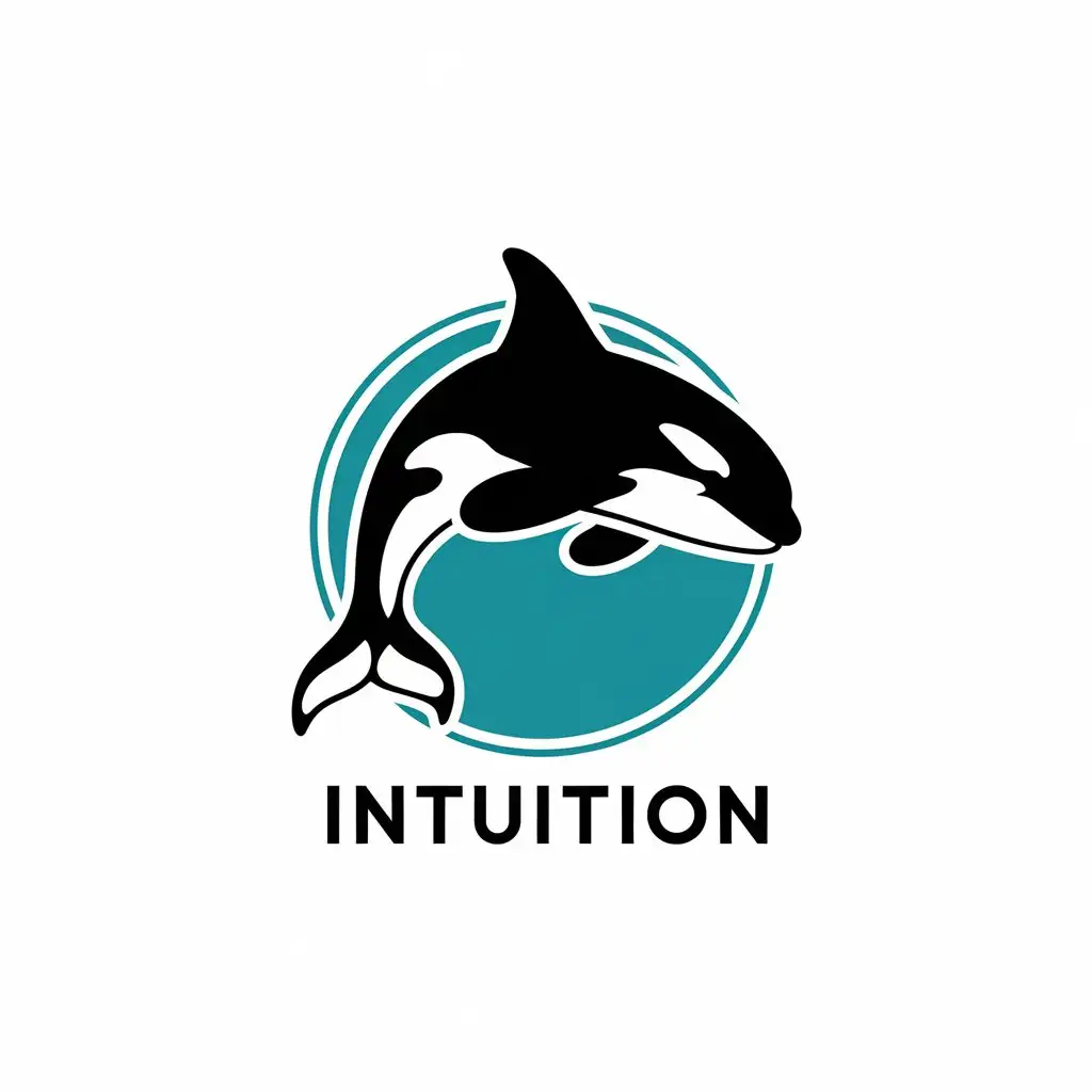 LOGO Design for Intuition Vector Design with Jumping Orca Symbol and Clear Background