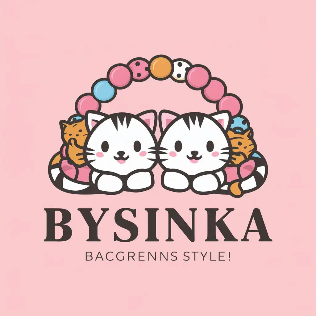 LOGO-Design-For-Bysinka-Cute-Kitties-and-Beads-in-Pink-and-Bed-Colors