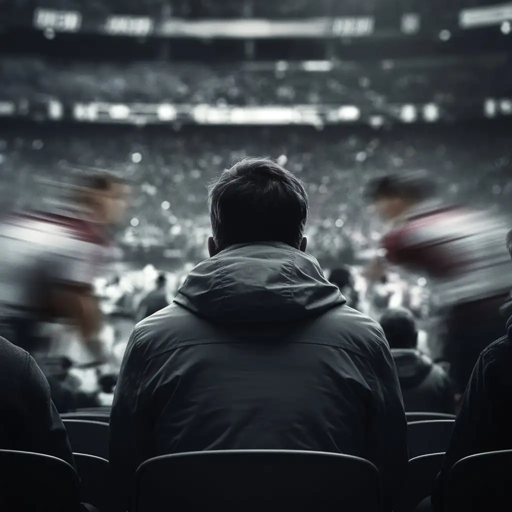 Lone-Spectator-Watching-Intense-Sports-Game-in-Massive-Stadium