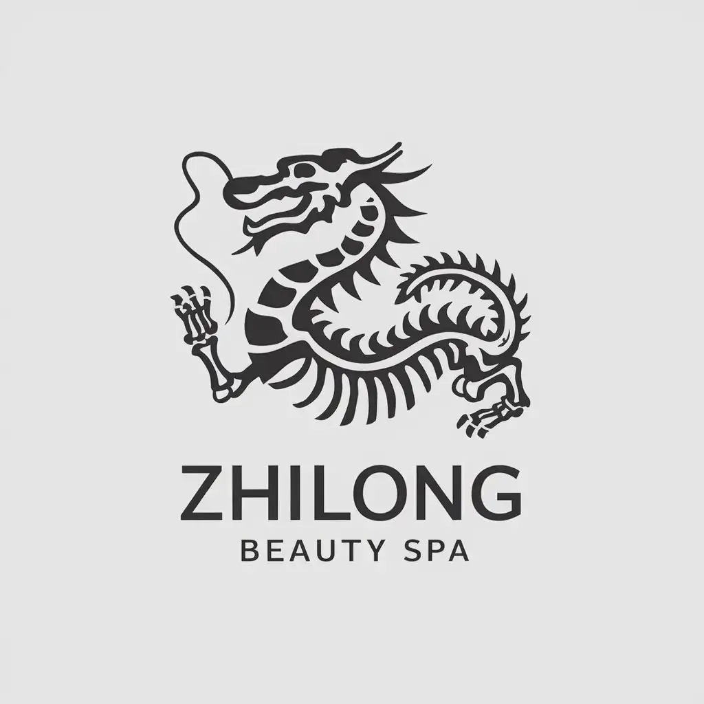 a vector logo design,with the text "zhilong", main symbol:dragon skeleton,Moderate,be used in Beauty Spa industry,clear background