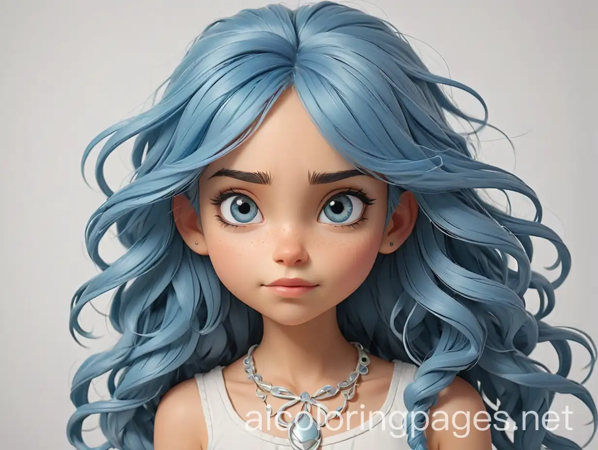 Girl-with-Webbed-Feet-and-Blue-Hair-Coloring-Page