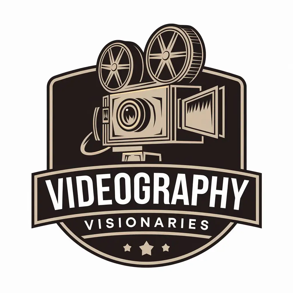 LOGO Design for Videography Visionaries Old Cinema Camera with Modern Touch for Entertainment Industry