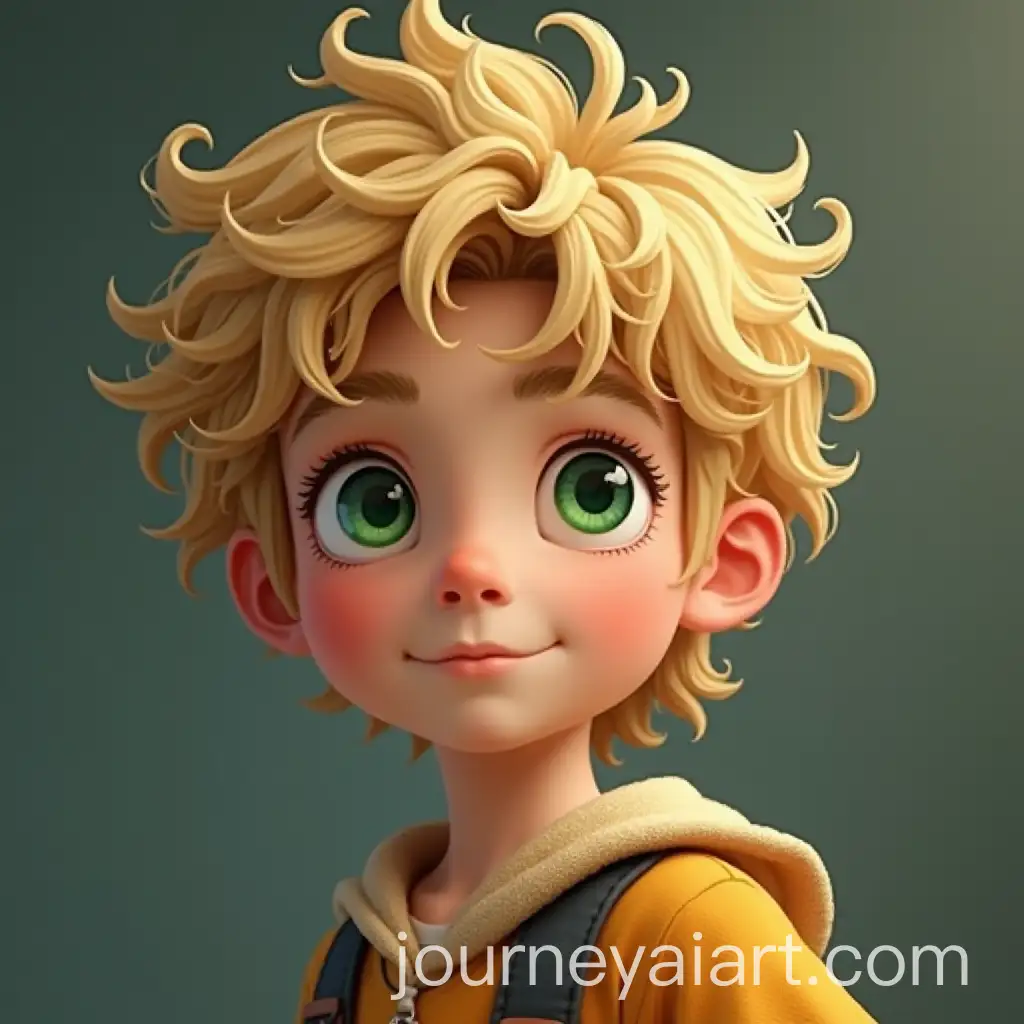 Boy-with-Blond-Wavy-Hair-and-Green-Eyes-Portrait
